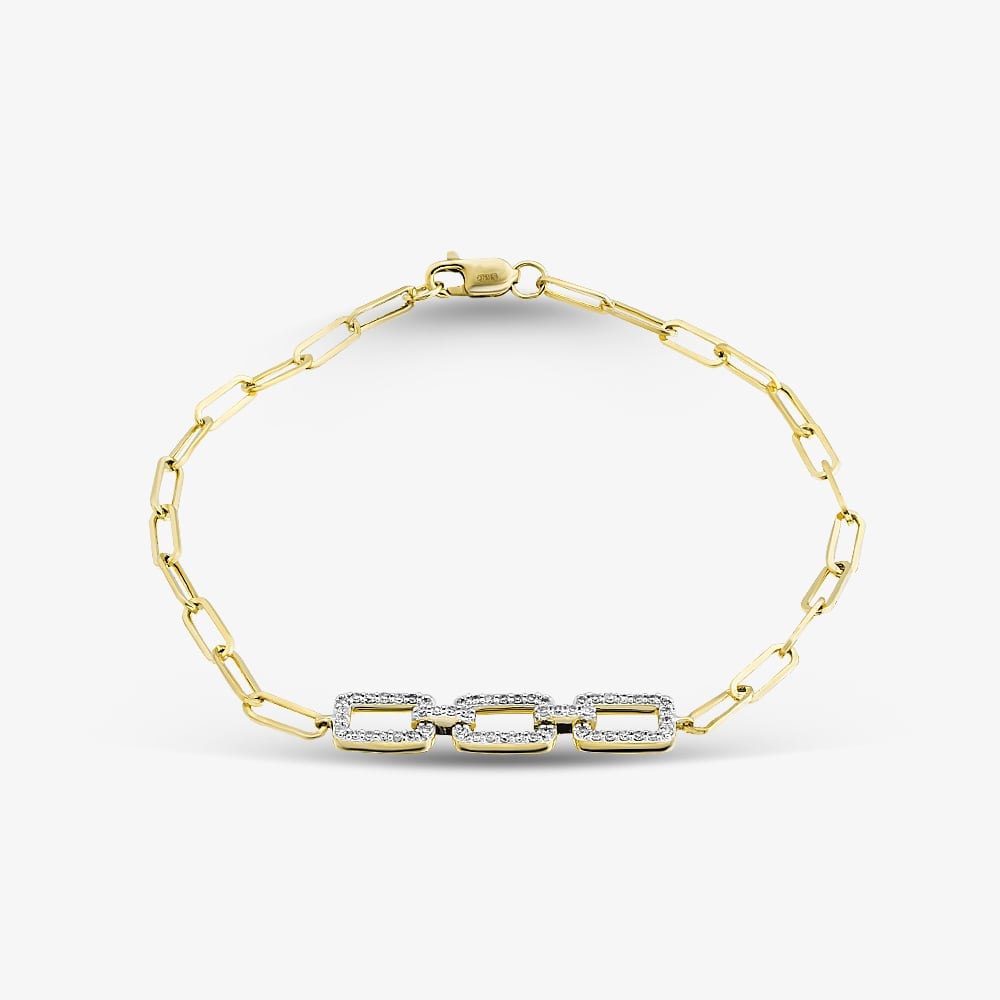 Pure Brilliance 9ct Yellow Gold 0.25ct Diamond Triple Rectangle Bracelet THB46670-25 (YG)