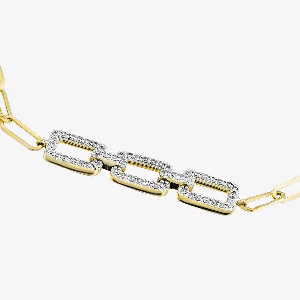 Pure Brilliance 9ct Yellow Gold 0.25ct Diamond Triple Rectangle Bracelet THB46670-25 (YG)