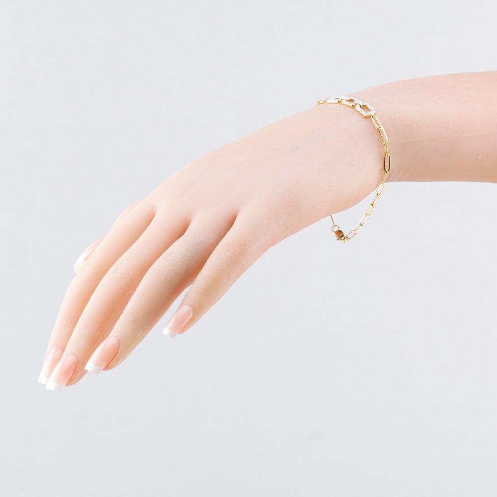 Pure Brilliance 9ct Yellow Gold 0.25ct Diamond Triple Rectangle Bracelet THB46670-25 (YG)