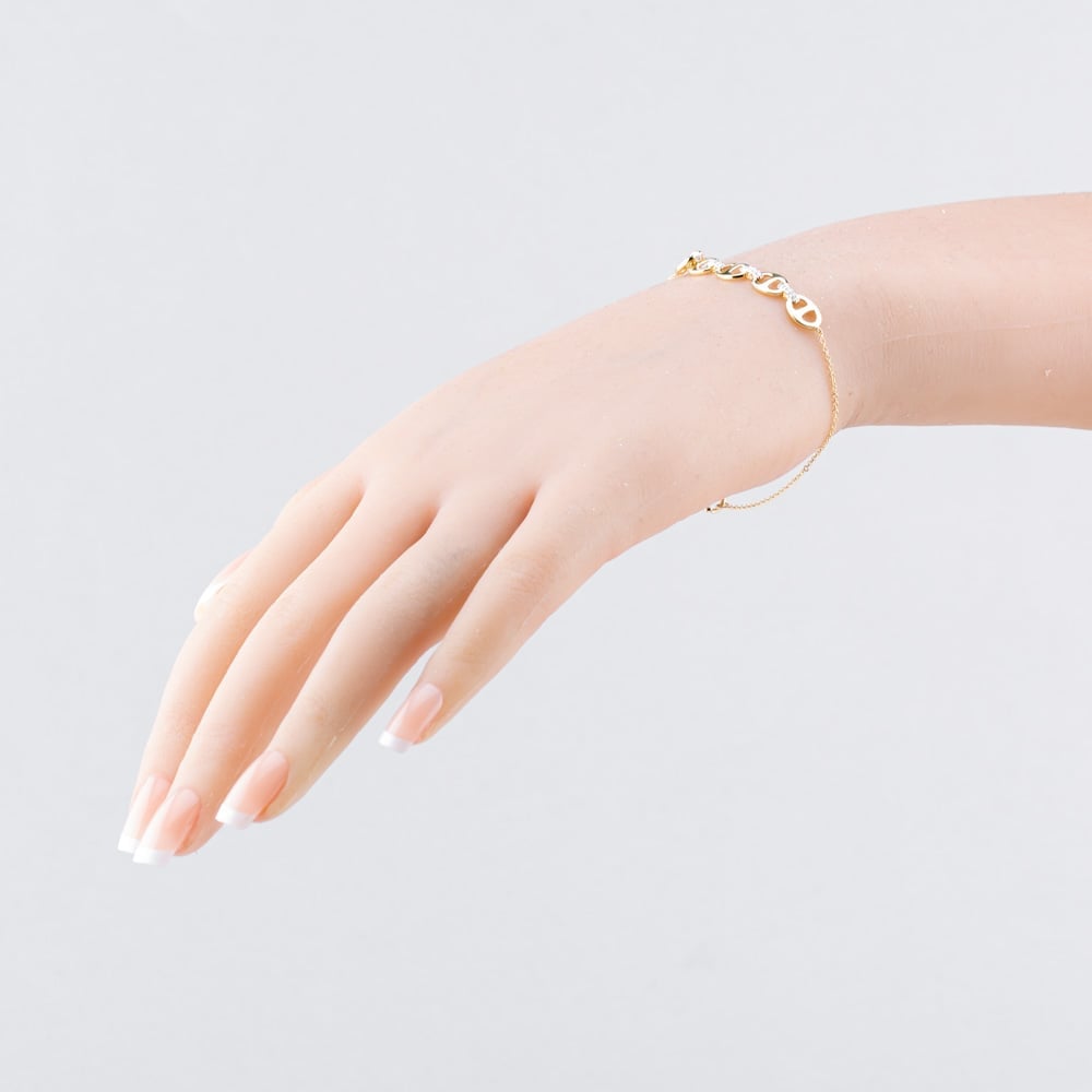 Pure Brilliance 9ct Yellow Gold 0.10ct Diamond Interlinked Chain Bracelet THB46274-10