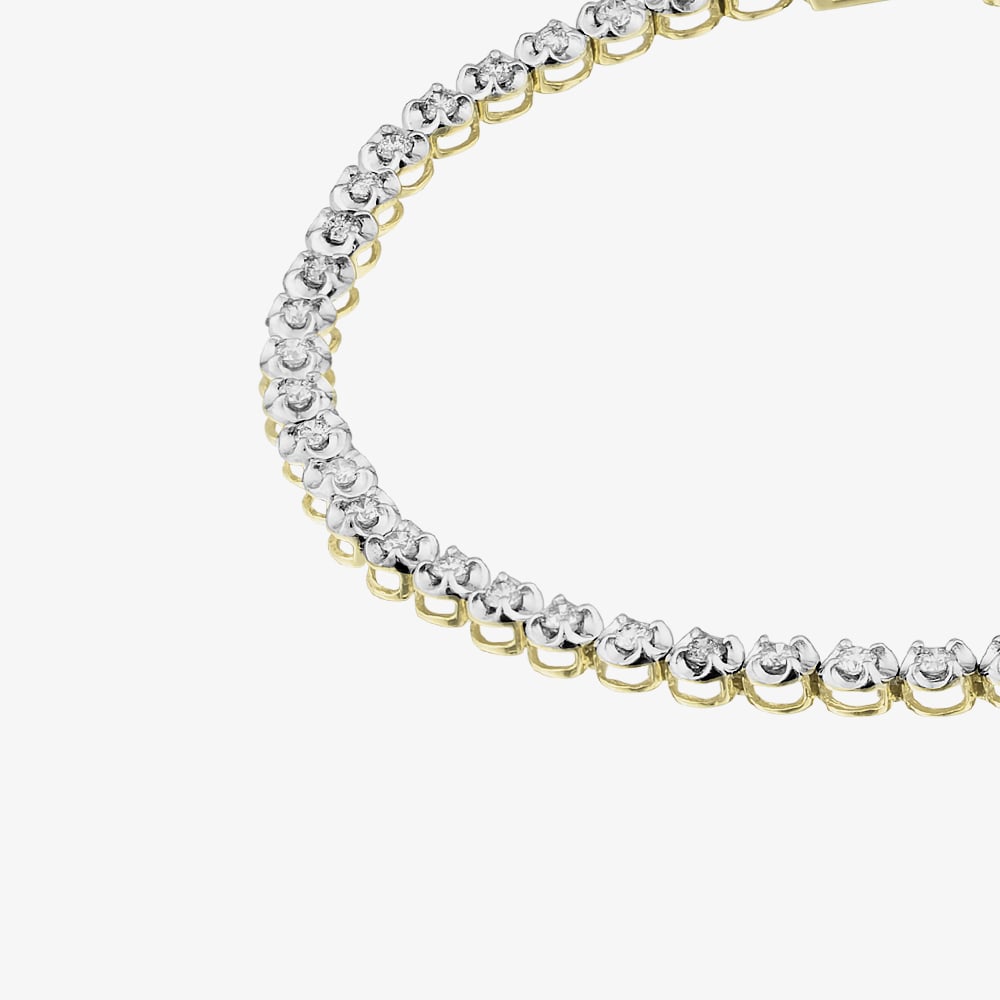 Pure Brilliance 9ct Yellow Gold 1.00ct Round Cut Diamond Tennis Bracelet THB15917-100 (YG)