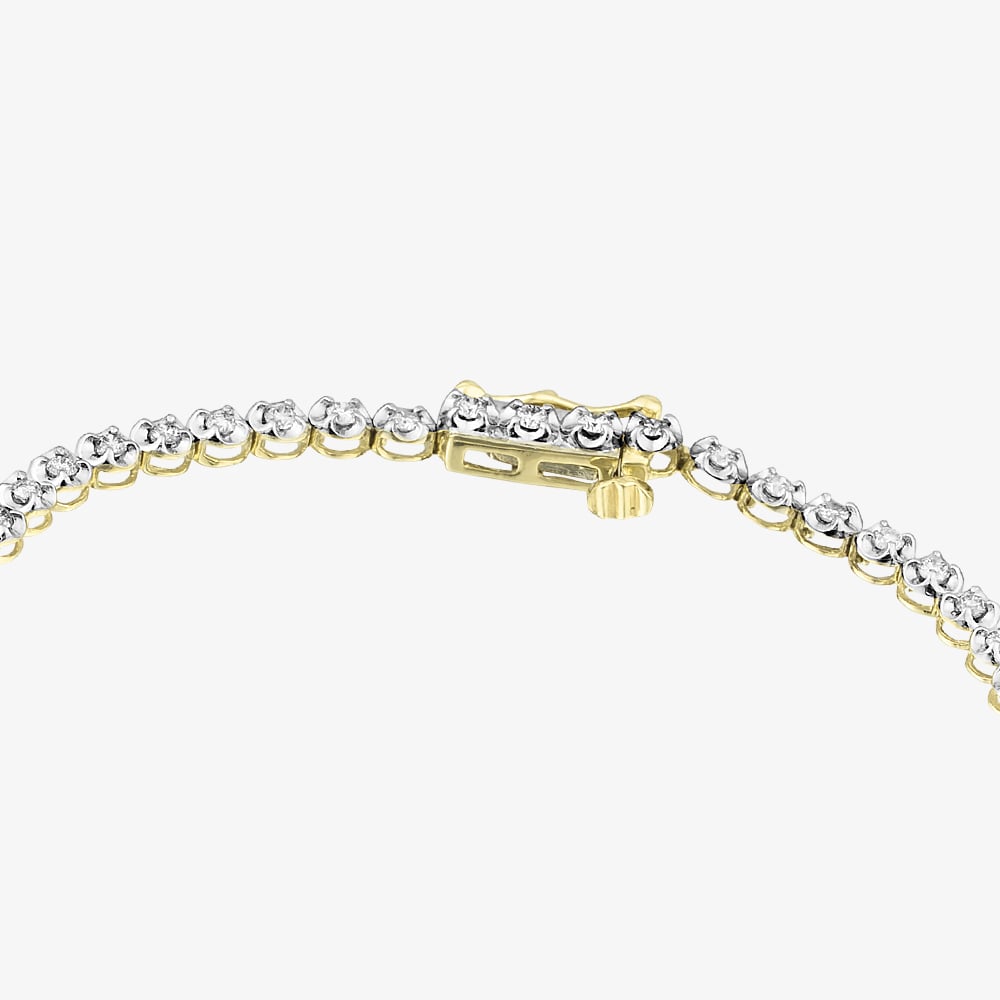 Pure Brilliance 9ct Yellow Gold 1.00ct Round Cut Diamond Tennis Bracelet THB15917-100 (YG)