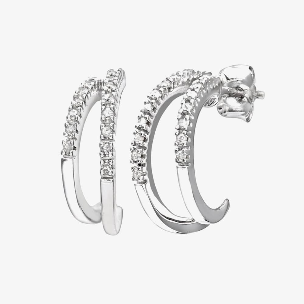 9ct White Gold 0.10ct Diamond Double Half Hoop Earrings PE03084W