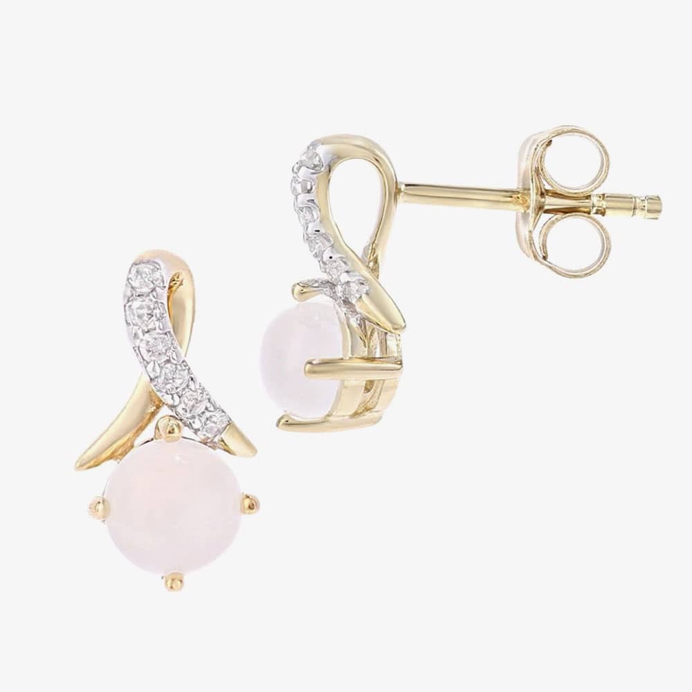 9ct Yellow Gold Opal & 0.05ct Diamond Crossover Stud Earrings PE05560YOP