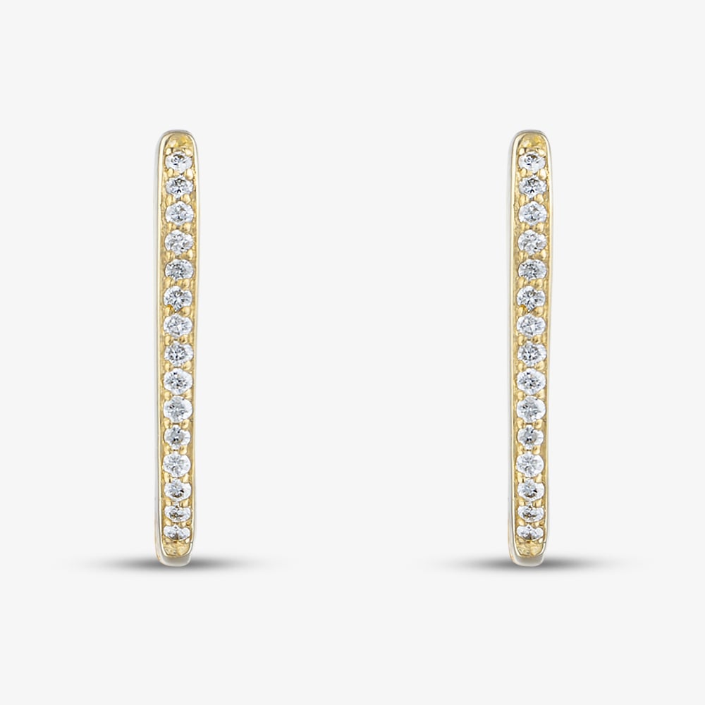 9ct Yellow Gold Diamond Rounded Square Hoop Earrings E4664/09-10