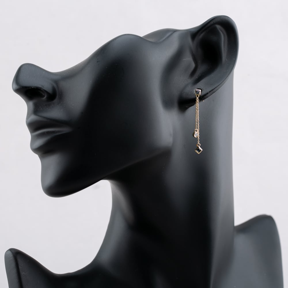 9ct Yellow Gold Sapphire & Diamond Two Strand Drop Earrings RJE04757-BS