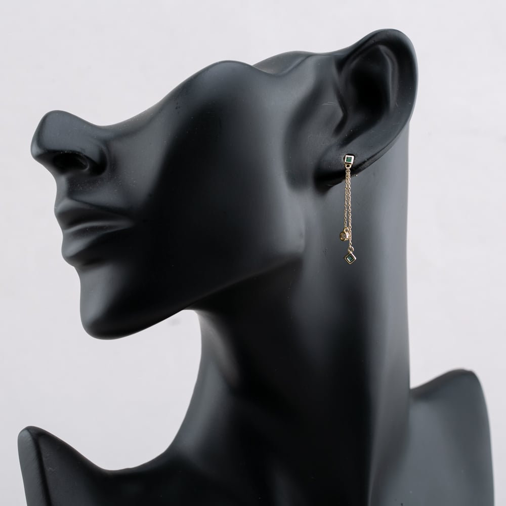 9ct Yellow Gold Emerald & Diamond Two Strand Drop Earrings RJE04757-E
