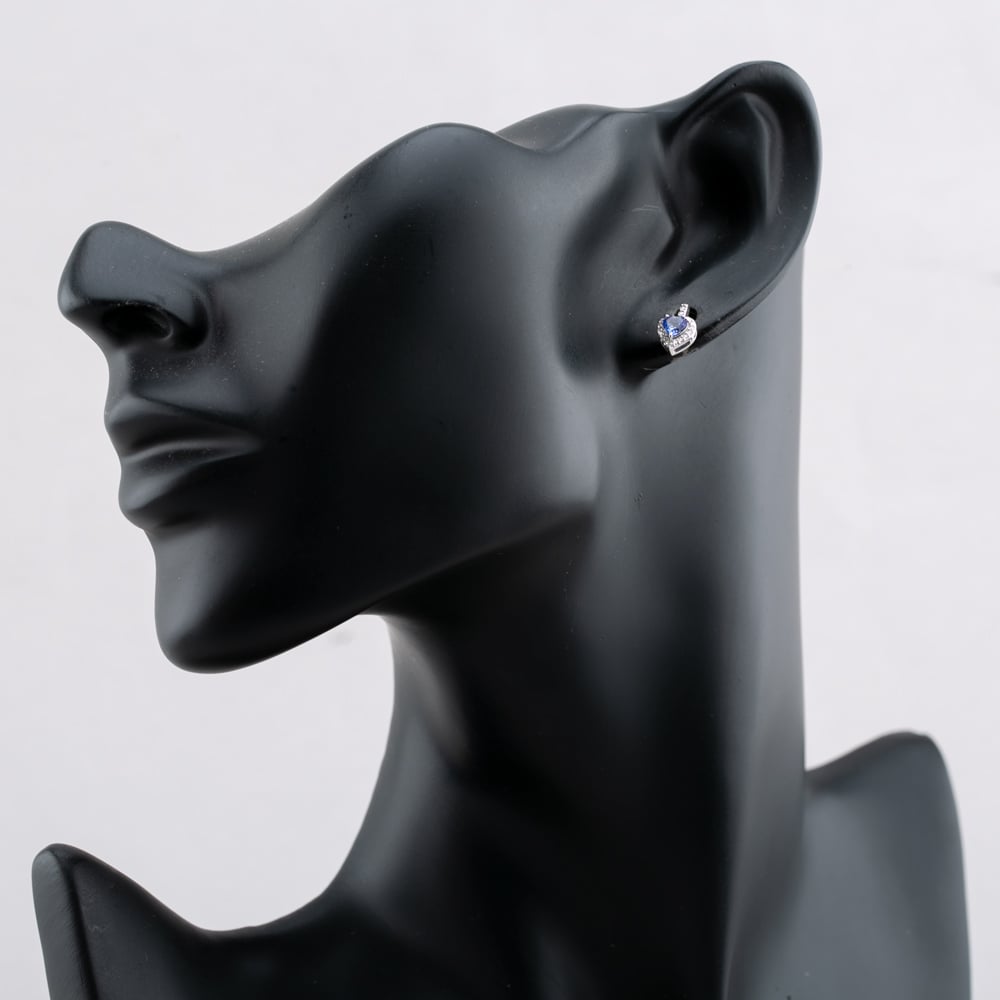 9ct White Gold Tanzanite & Diamond Heart Stud Earrings RJE04752-TA