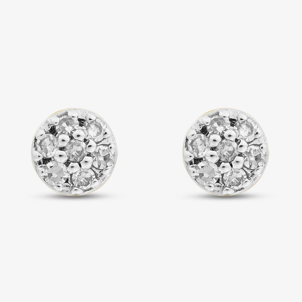 9ct Yellow Gold 0.05ct Brilliant Cut Diamond Cluster Stud Earrings THE46506-05
