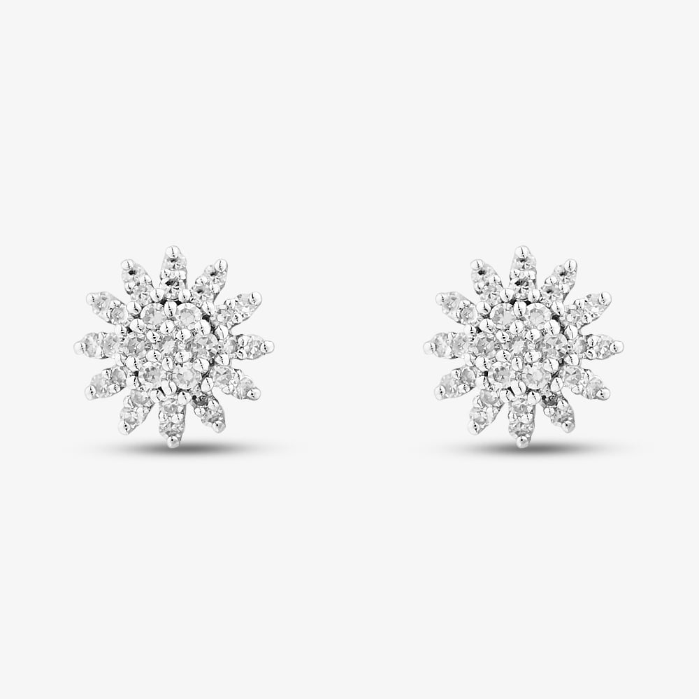 Pure Brilliance 9ct Yellow Gold 0.20ct Diamond Flower Stud Earrings THE48851-20 (YG)
