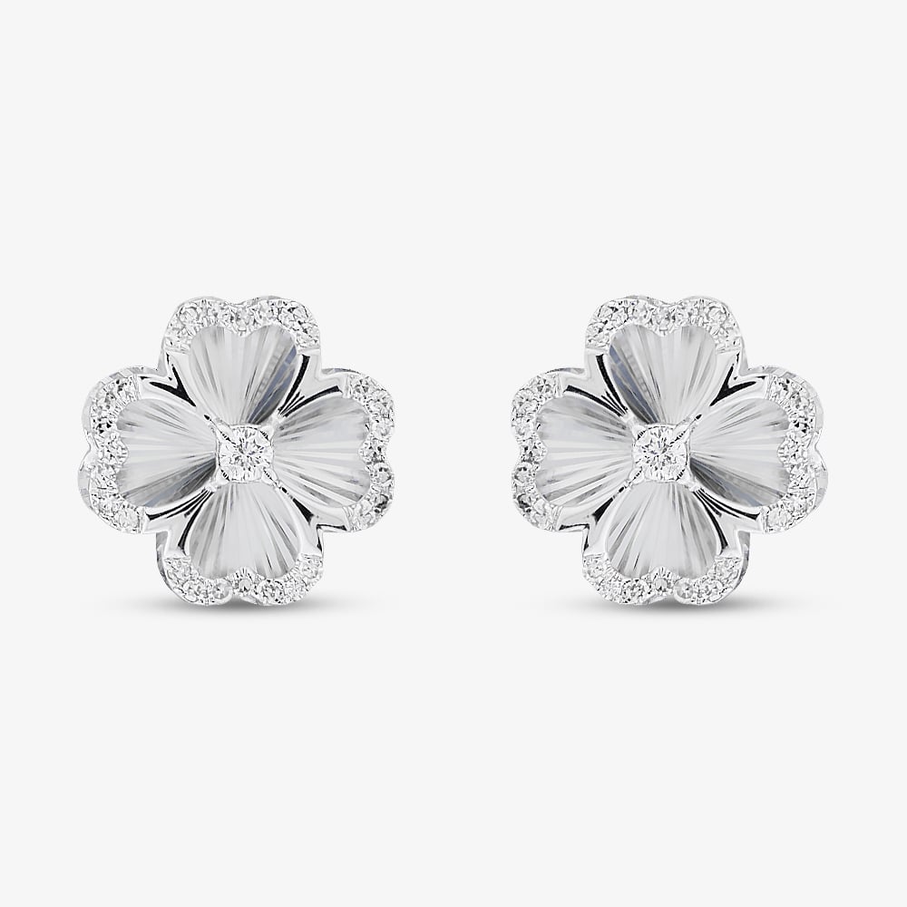 Pure Brilliance 9ct White Gold 0.15ct Diamond Clover Stud Earrings THE46885-15SF (WG)