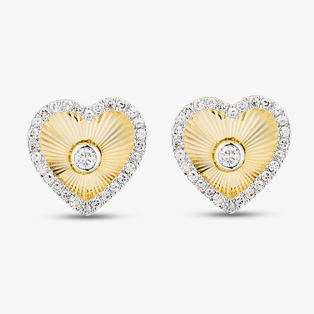 Pure Brilliance 9ct Yellow Gold 0.20ct Diamond Heart Stud Earrings THE48573-20SF (YG)