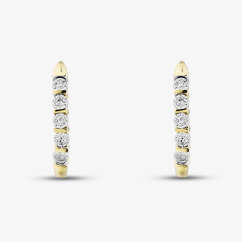 Pure Brilliance 9ct Yellow Gold 0.05ct Diamond Hoop Earrings THE48230-05 (YG)