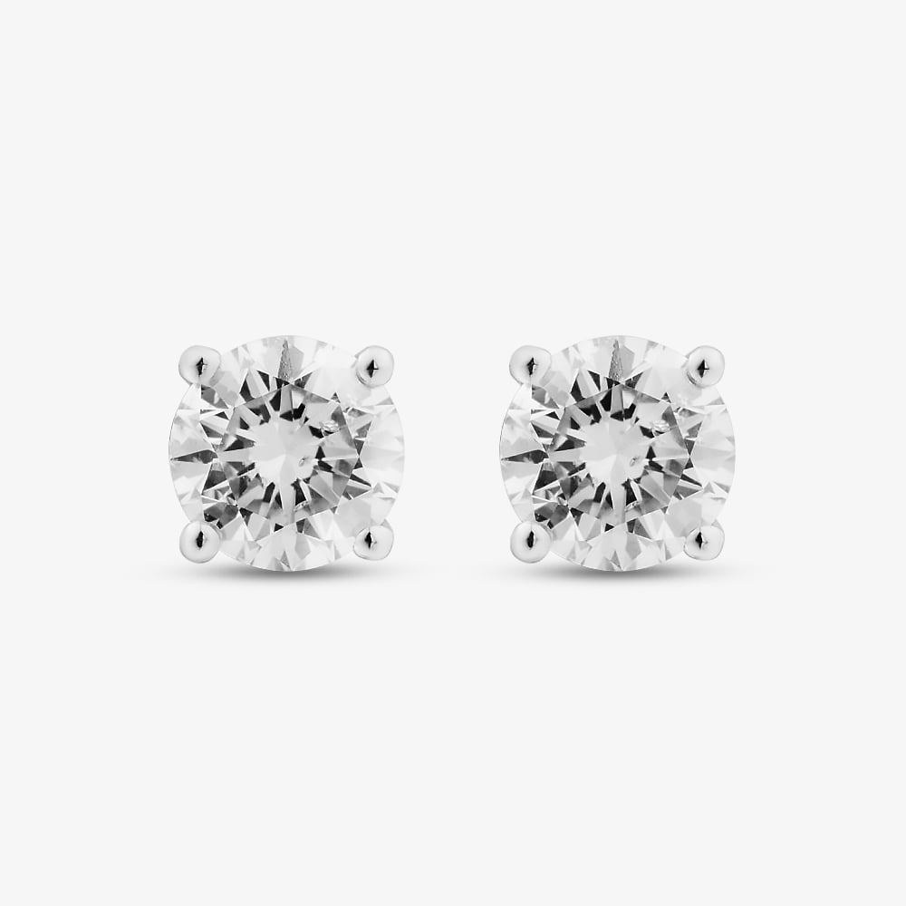 Pure Brilliance 9ct White Gold 0.75ct Round Cut Diamond Stud Earrings THE2534-75 (WG)