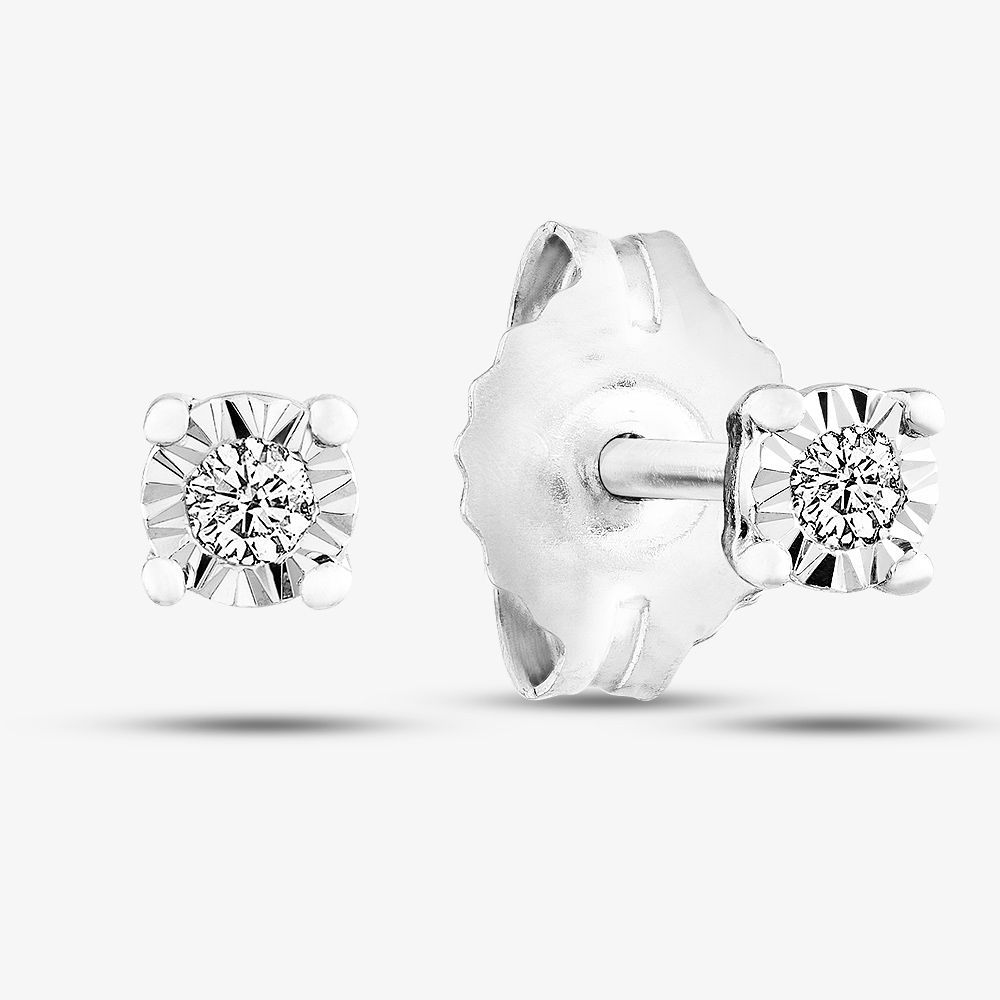 9ct White Gold 0.03ct Diamond Stud Earrings E4058W/03-10