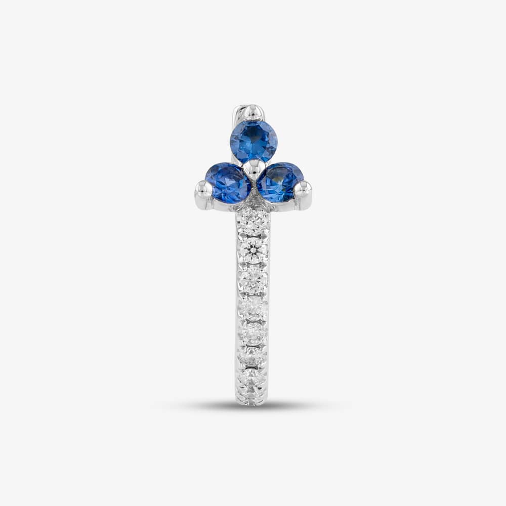 14ct White Gold Round Sapphire & Brilliant Cut Diamond Single Hoop Earring E39076GW14SA (SINGLE)