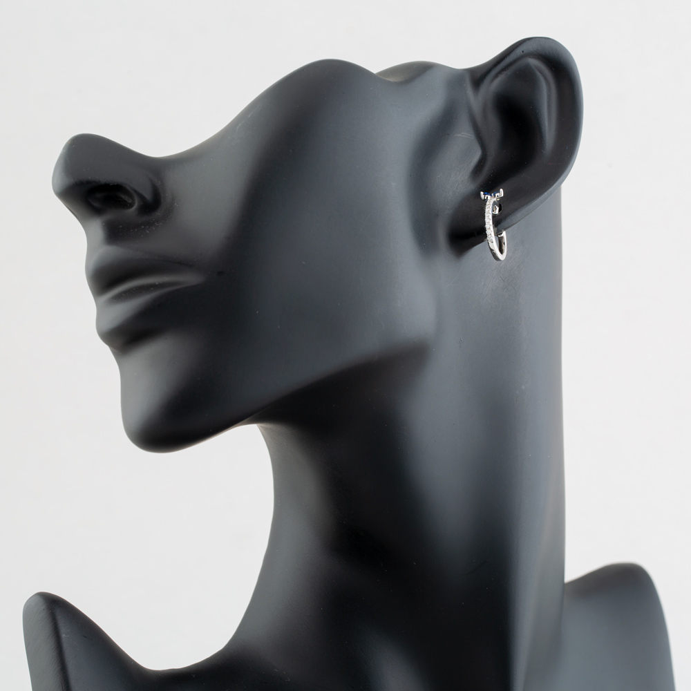 14ct White Gold Round Sapphire & Brilliant Cut Diamond Single Hoop Earring E39076GW14SA (SINGLE)