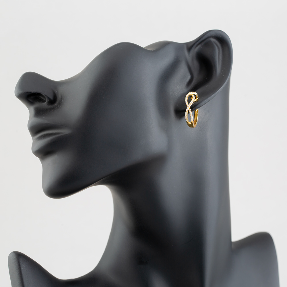 14ct Yellow Gold 0.34ct Brilliant Cut Diamond Crossover Hoop Earrings 737525 585/GG