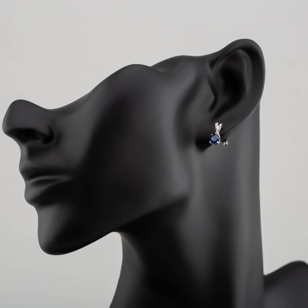  9ct White Gold Sapphire & Diamond Crossover Stud Earrings OJE1703-BS