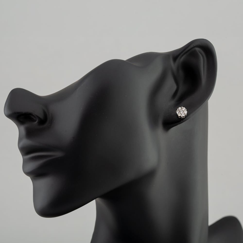 9ct White Gold 0.50ct Brilliant Cut Diamond Cluster Stud Earrings THE17445-50