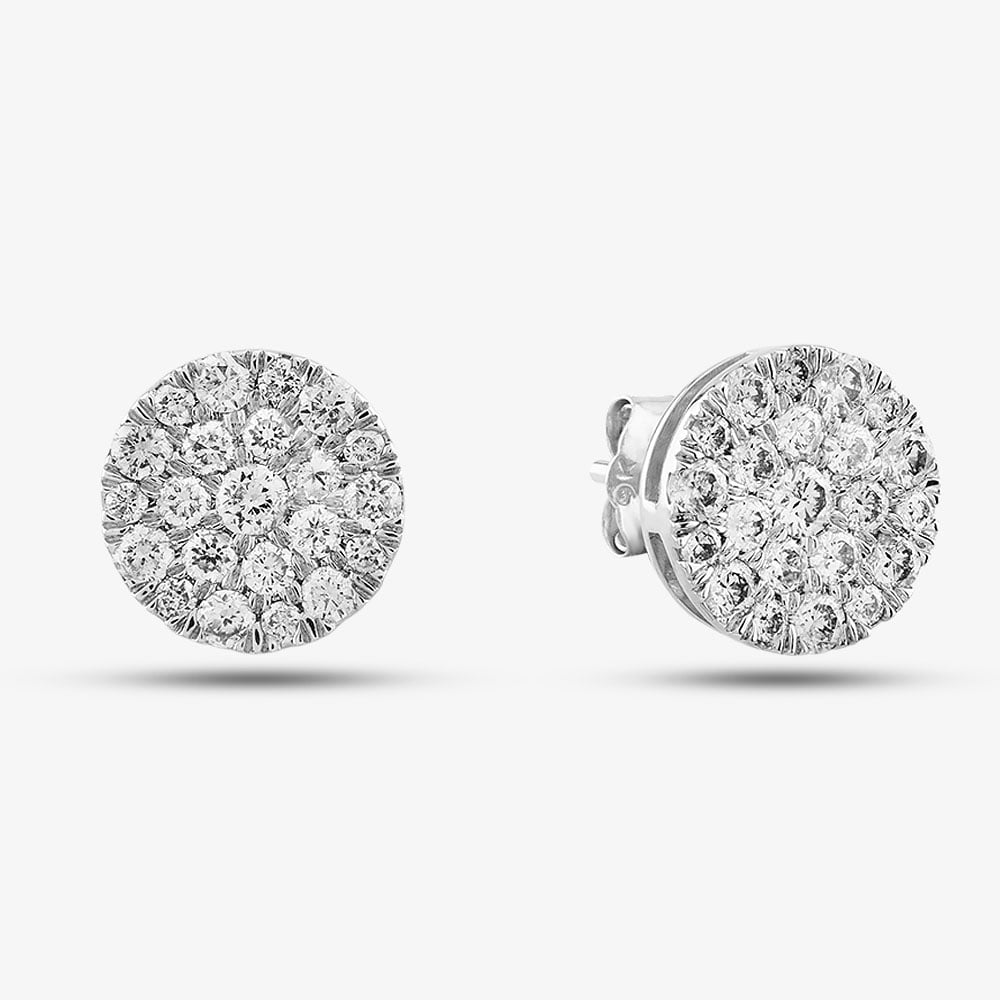 Product photograph of 9ct White Gold 1 00ct Brilliant Cut Diamond Cluster Stud Earrings The6490-100new from The Jewel Hut