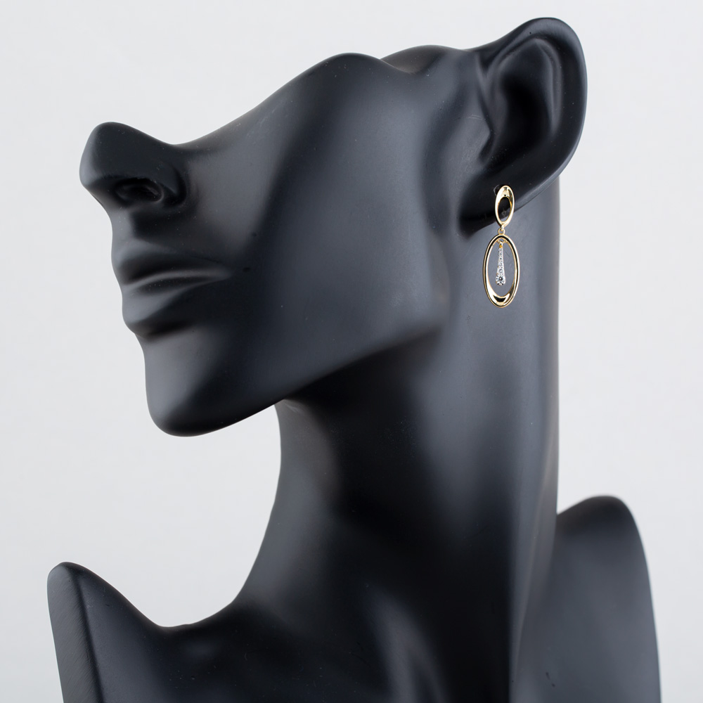 9ct Yellow Gold Diamond Oval Dropper Earrings E4537YW/15-10