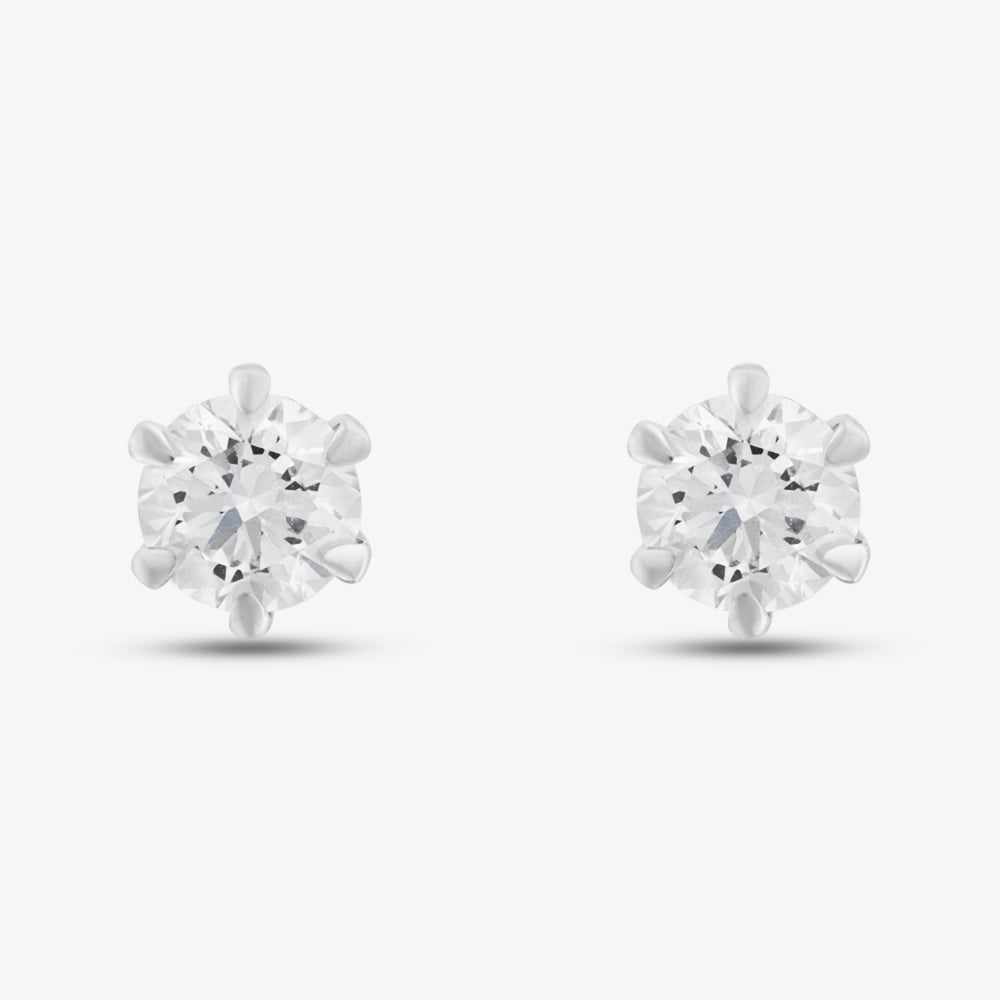 Platinum Certified 1.00ct Brilliant Cut Diamond Stud Earrings 6 CLAW PLAT EARRINGS MO 1.00CT