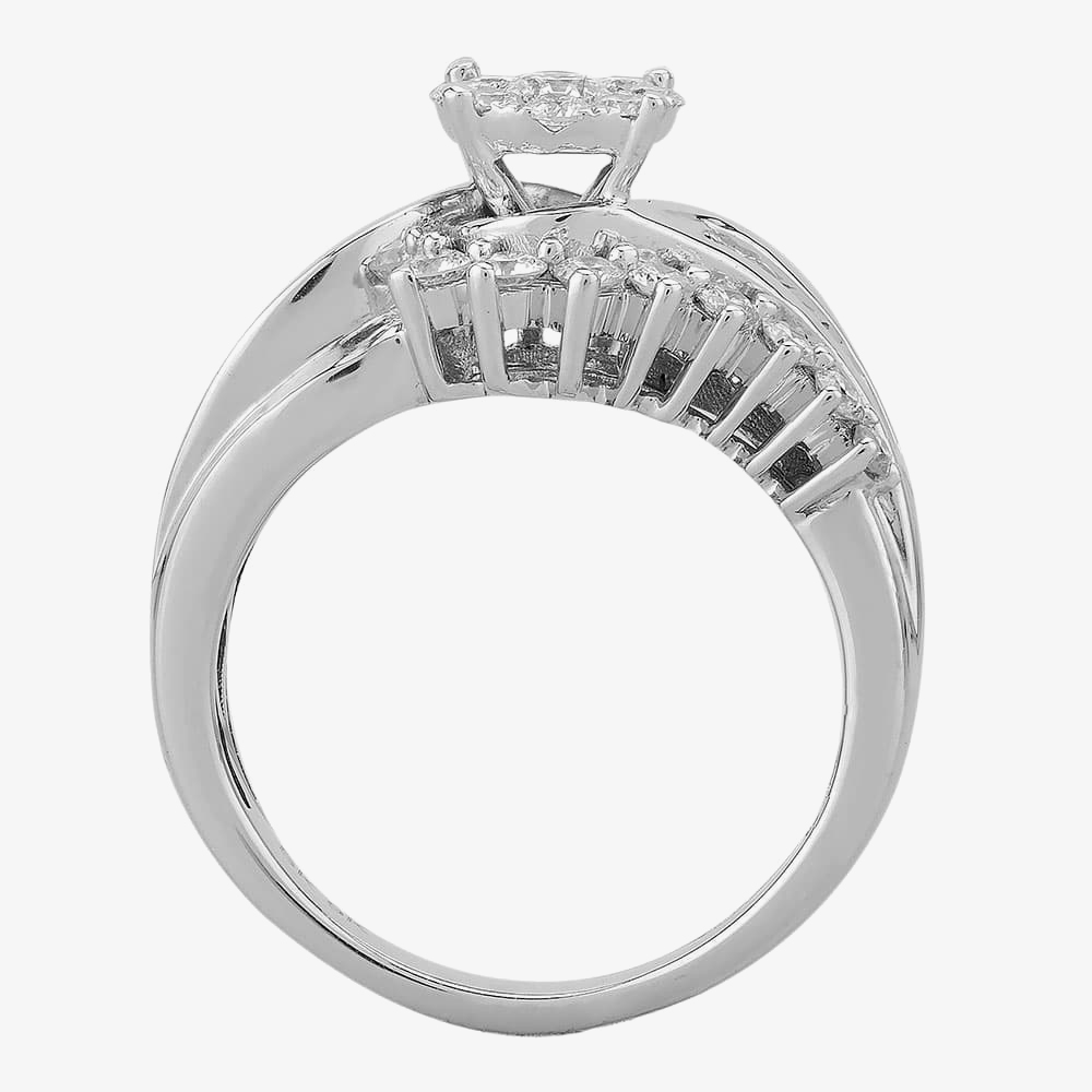9ct White Gold 1.00ct Diamond Twist Fancy Cluster Ring THR19651-100