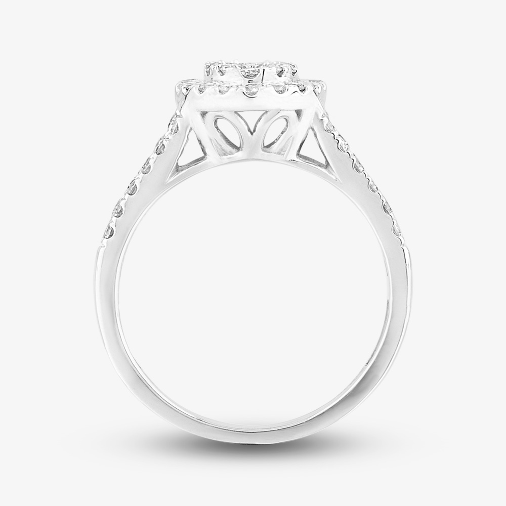 Pure Brilliance 9ct White Gold 1.00ct Diamond Split Shouldered Oval Cluster Ring THR21963-100
