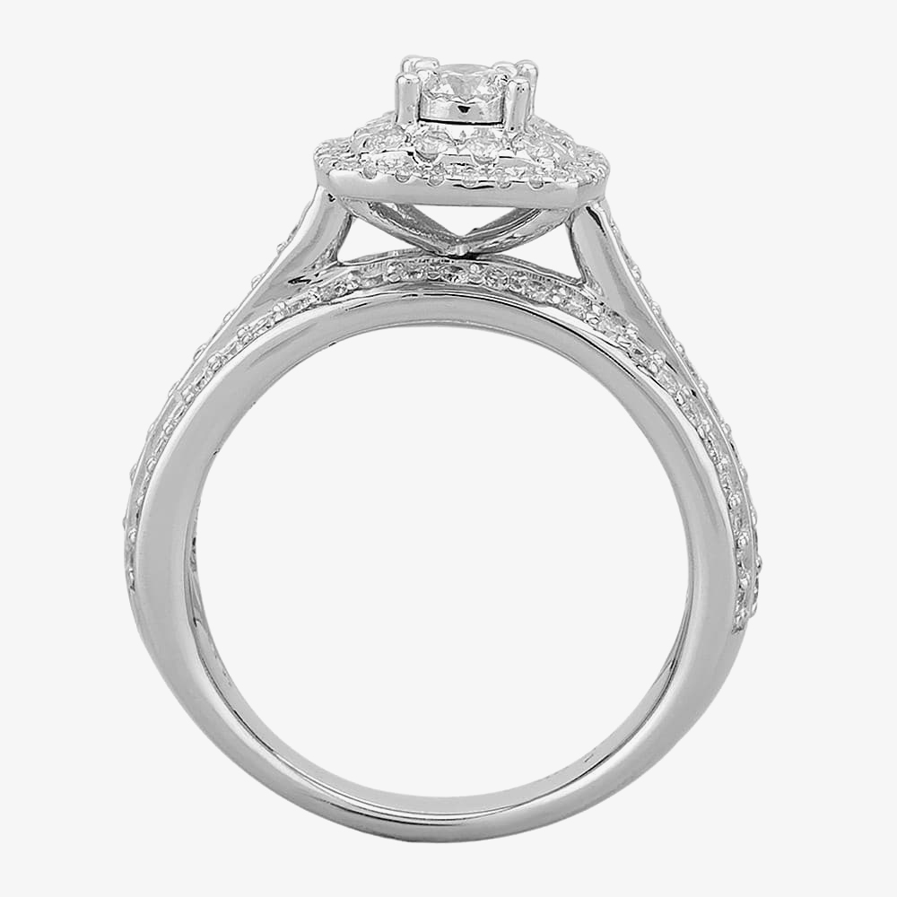 9ct White Gold 1.00ct Diamond Fancy Shouldered Square Cluster Ring THR20737-100