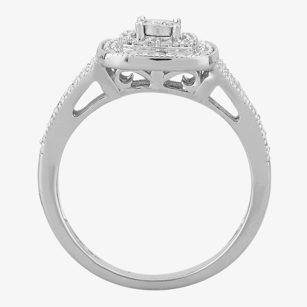 9ct White Gold 0.33ct Diamond Split Shouldered Cushion Cluster Ring THR23794-33