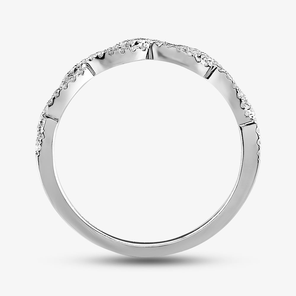 9ct White Gold 0.15ct Diamond Pave Open Wave Ring THR23187-15