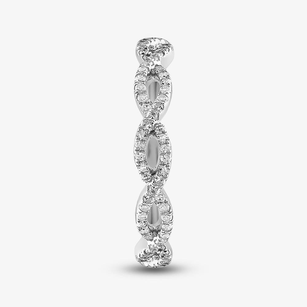 9ct White Gold 0.15ct Diamond Pave Open Wave Ring THR23187-15