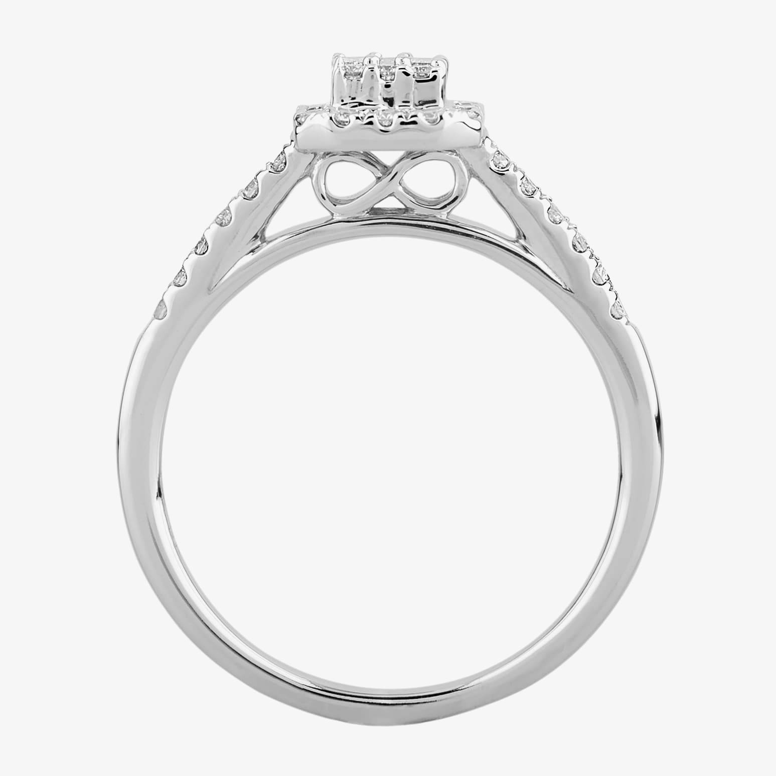 9ct White Gold 0.35ct Multi-cut Diamond Square Cluster Ring THR24393-33