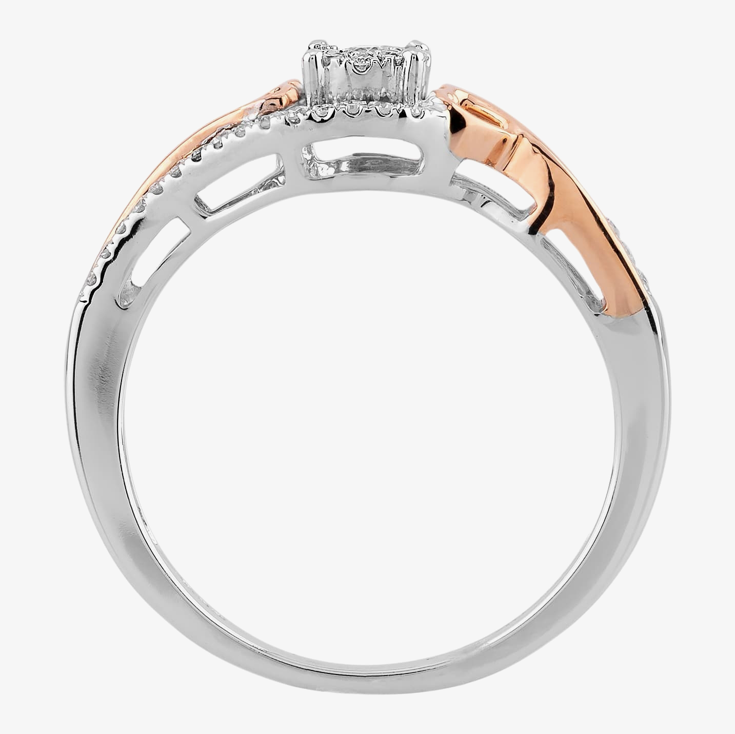 9ct Two Tone Gold 0.20ct Diamond Open Heart Cluster Ring THR15847-20TT