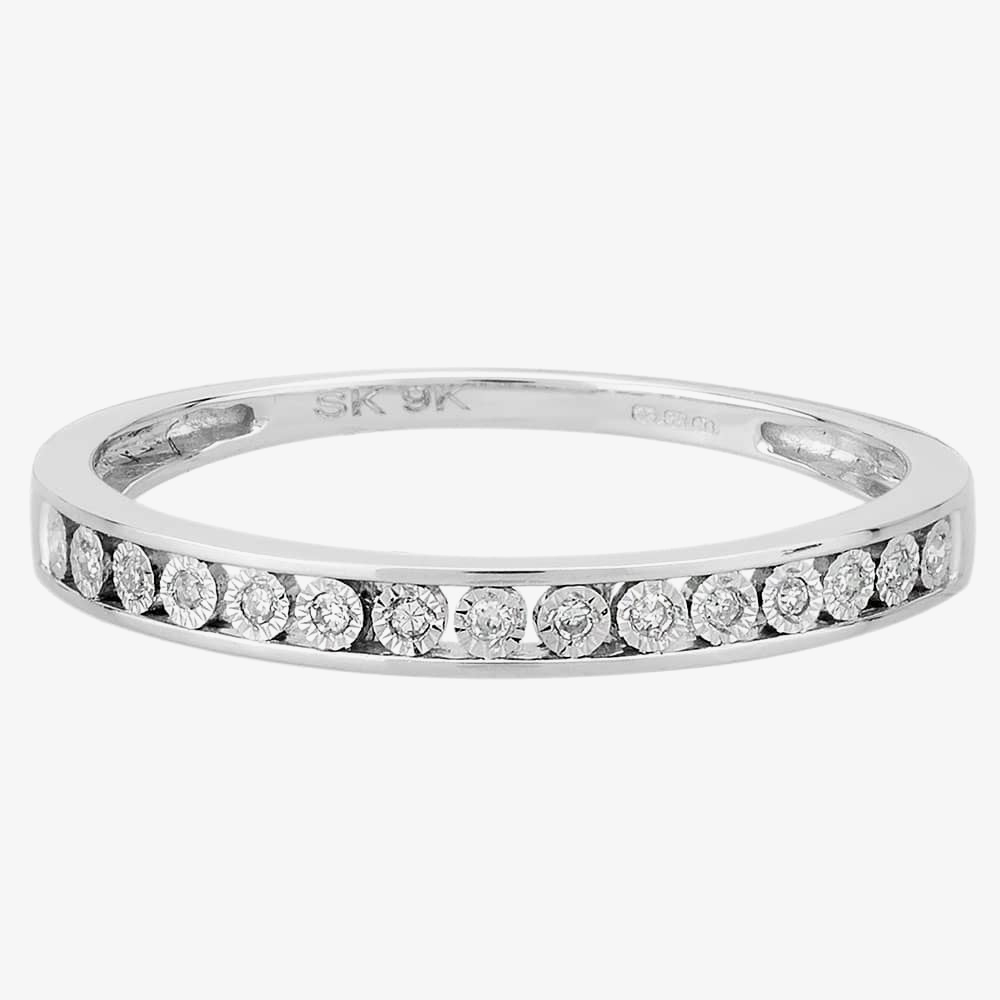 9ct White Gold 0.05ct Diamond Half Eternity Ring THR23311-05