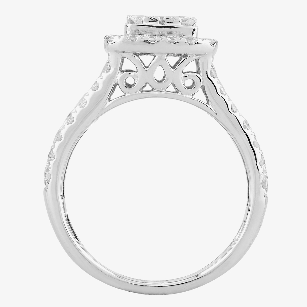 9ct White Gold 1.50ct Diamond Cluster 3 Shouldered THR24137-150