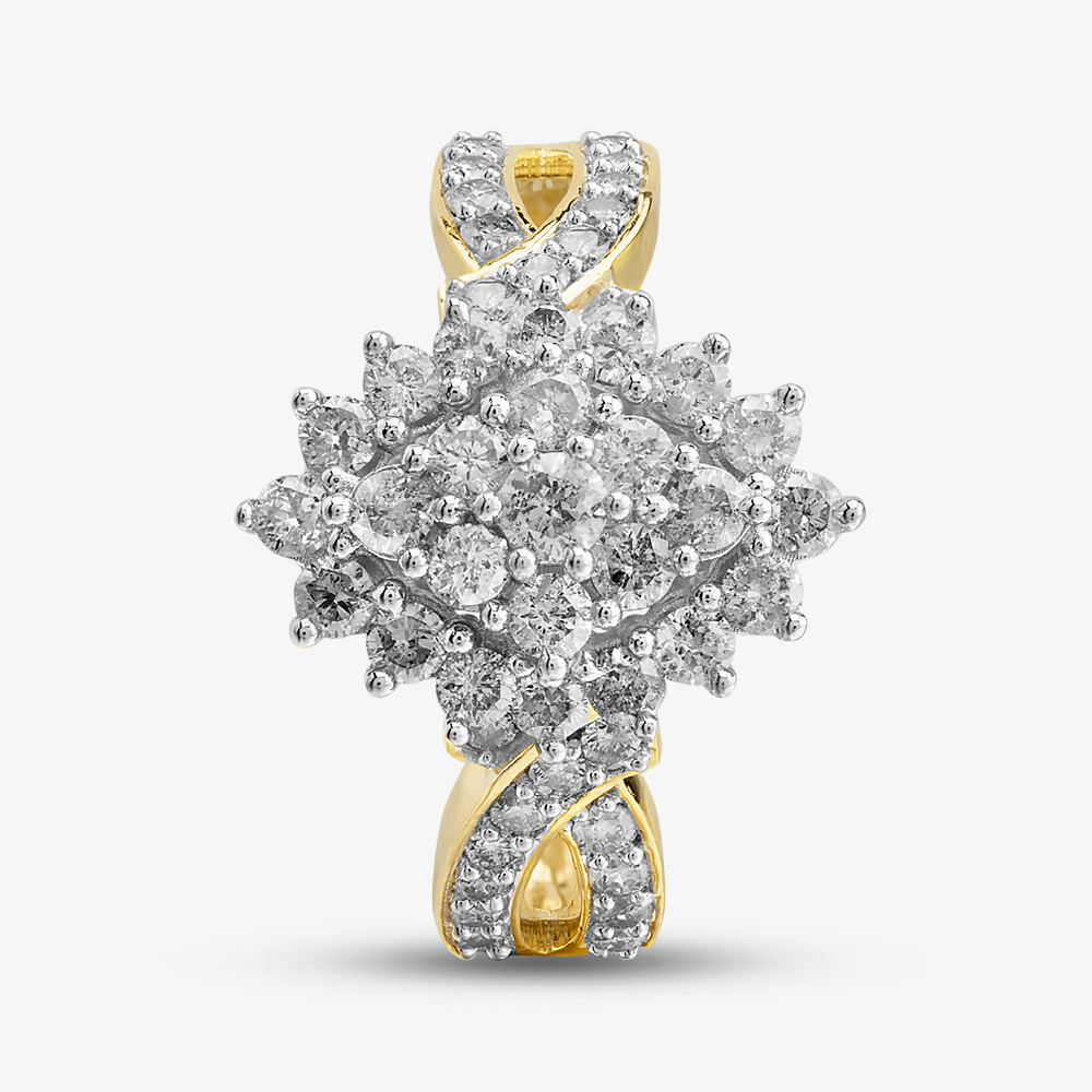9ct Yellow Gold 1.00ct Diamond Cluster Shoulder Set Ring THR31389-100