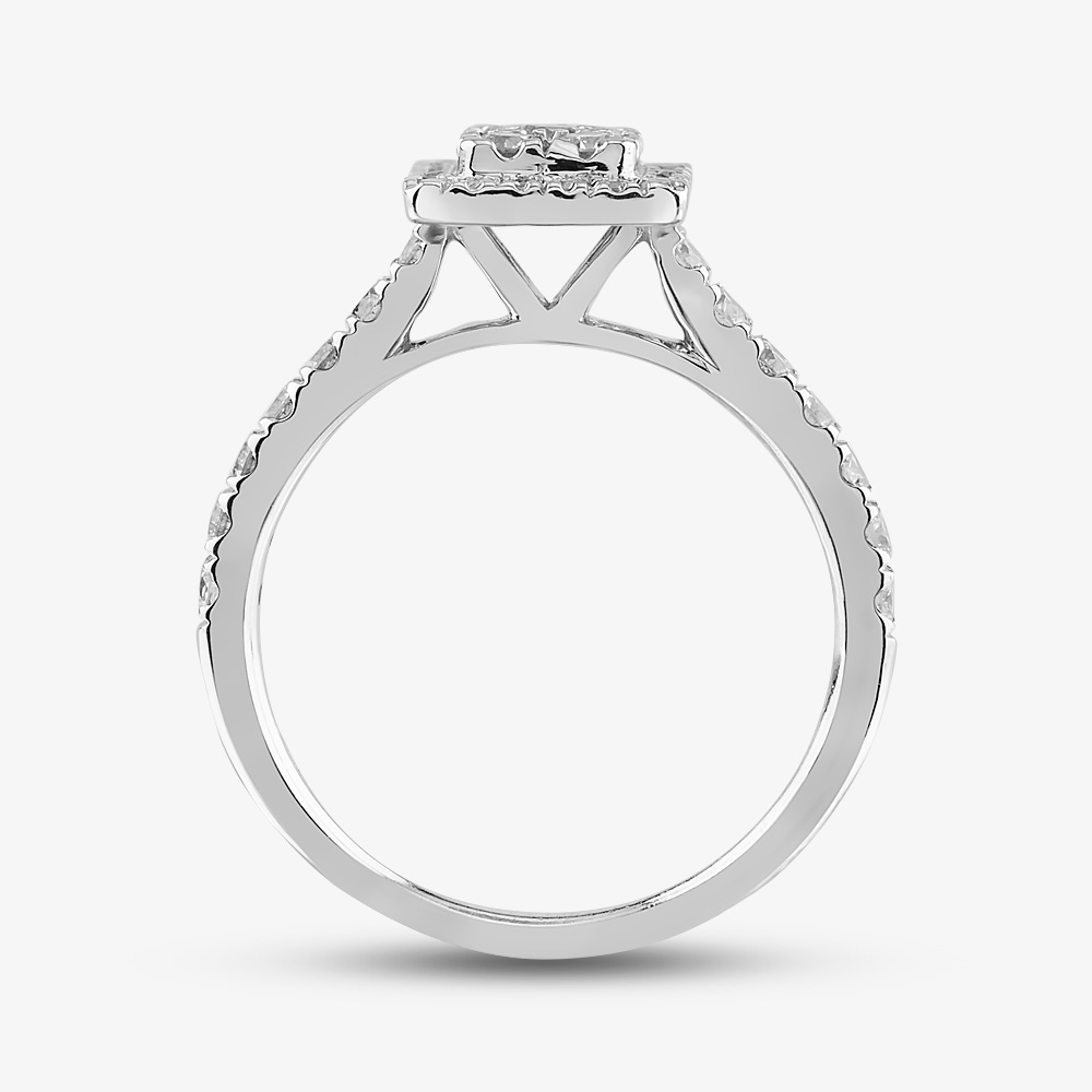 9ct White Gold Diamond Oblong Cluster Ring THR33181-100E