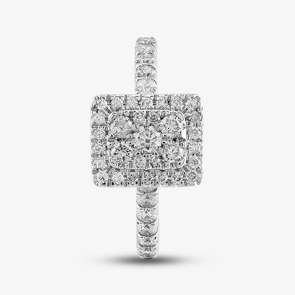 9ct White Gold Diamond Oblong Cluster Ring THR33181-100E