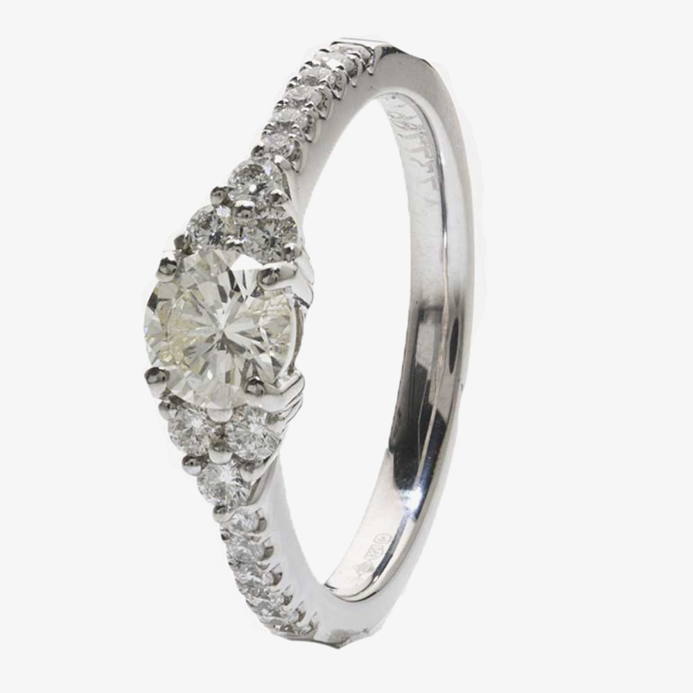 Platinum 4 Claw 7 Stone Cluster Diamond Shoulders Ring DSR39(0.30ct PLUS)