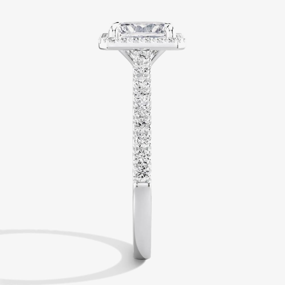 Platinum Excellence Platinum 0.48ct Princess Cut Diamond Shoulder Set Halo Ring ENG4036SMTPLAT