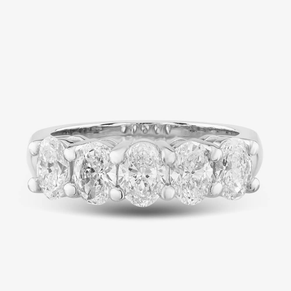 Platinum Certified 1.63ct Oval Cut Diamond Five Stone Ring RN11087