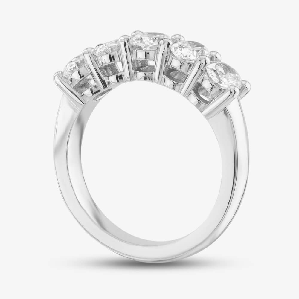 Platinum Certified 1.63ct Oval Cut Diamond Five Stone Ring RN11087
