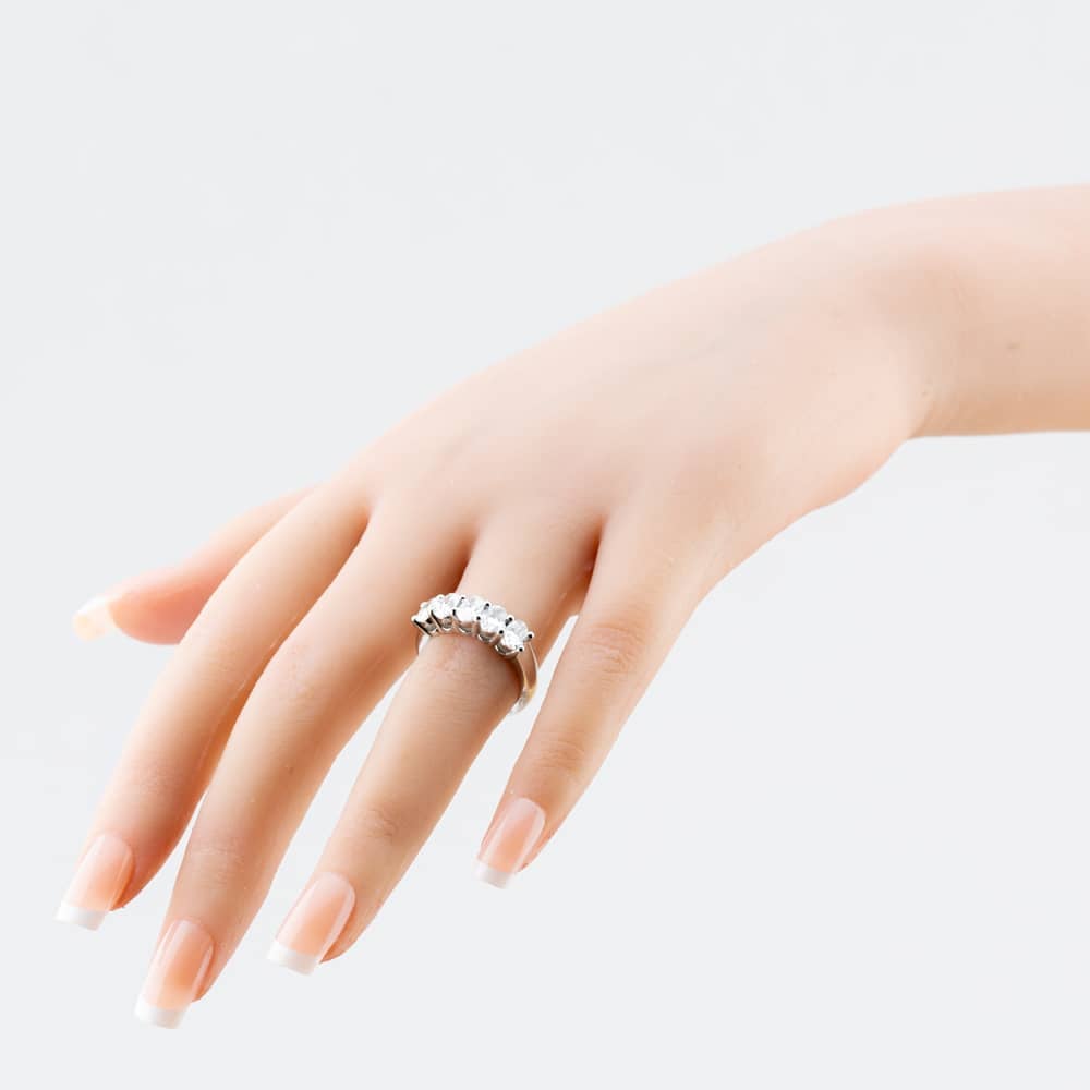 Platinum Certified 1.63ct Oval Cut Diamond Five Stone Ring RN11087
