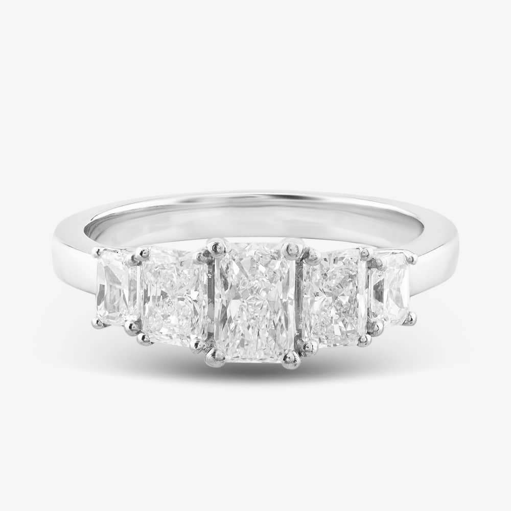 Platinum Certified 1.49ct Radiant Cut Diamond Five Stone Ring RN10930