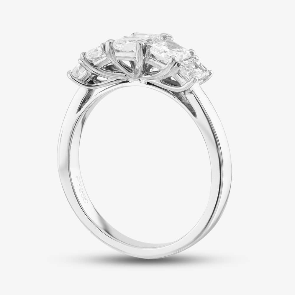 Platinum Certified 1.49ct Radiant Cut Diamond Five Stone Ring RN10930