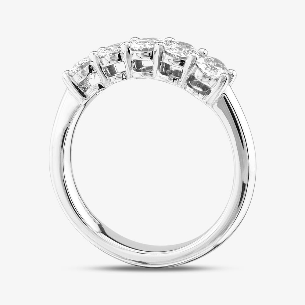 Platinum Silver 1.03ct Brilliant Cut Diamond Five Stone Ring ARG4846