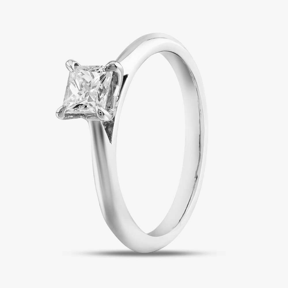 Platinum 0.50ct Princess Cut Diamond Solitaire Ring 10-80-657/24-04-188