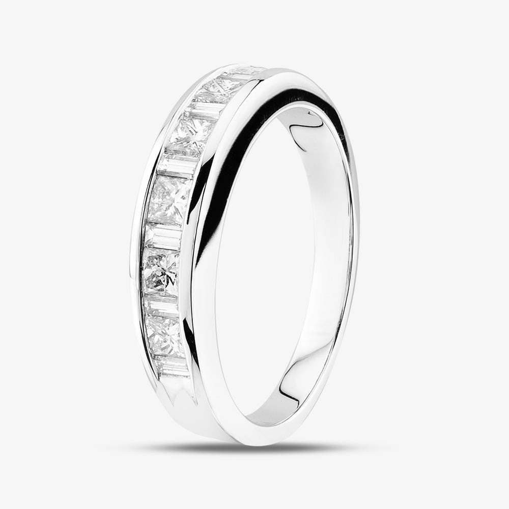 Click to view product details and reviews for 18ct White Gold 074ct Princess And Baguette Cut Diamond Half Eternity Ring R10548w 074 N. Click to view product details and reviews for 18ct White Gold 074ct Princess And Baguette Cut Diamond Half Eternity Ring R10548w 074 N.